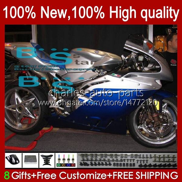 Kit de carenados para MV Agusta F4 R312 750S 312R 750R 1000R Azul plateado 05 06 Carrocería 35No.55 MA MV F4 750 1000 R CC S 1000CC 05-06 Carenado 312 1078 S 2005 2006 Cuerpo completo