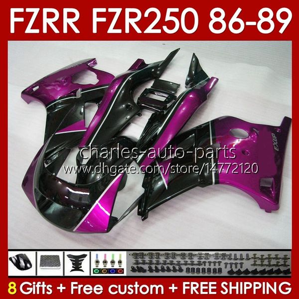 Kit de carenados para YAMAHA FZR250R FZR250 FZR 250 R RR 86 87 88 89 FZR-250 Cuerpo 142No.84 FZR250RR 86-89 FZRR FZR 250R 250RR FZR-250R 1986 1987 1988 1989 Carrocería rosa brillante