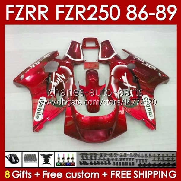 Kit de carénage pour Yamaha FZR250R FZR250 FZR 250 R RR 86 87 88 89 Corps FZR-250 142No.94 FZR250RR 86-89 FZRR FZR 250R 250RR FZR-250R 1986 1987 1988 1989 Carrosserie métal rouge blk