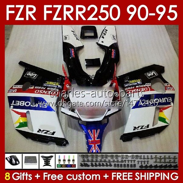 Kit de carenados para Yamaha FZrr FZR 250R 250RR FZR 250 FZR250R 143NO.76 FZR-250 FZR250 R RR 1990 1992 1993 1993 1994 1995 FZR250RR FZR-250R 90 91 92 93 94 95 Body White Glossy