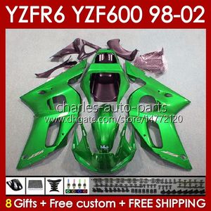 Fairings Kit For YAMAHA YZF 600 CC YZF-600 YZF R6 R 6 98-02 Body 145No.156 YZF600 600CC Cowling YZF-R6 1998 1999 2000 2001 2002 YZFR6 98 99 00 01 02 OEM Bodywork green stock blk