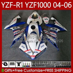 Kit de carénages pour YAMAHA YZF-R1 YZF R 1 1000 CC YZF1000 YZFR1 04 05 06 Carrosserie Blanc bleu 89No.88 YZF R1 1000CC 2004 2005 2006 YZF-1000 2004-2006 Corps de moto OEM