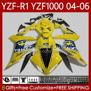 Kit de carénage pour Yamaha YZF-R1 YZF R 1 1000 CC YZF1000 YZFR1 04 05 06 Carrosserie 89No.57 YZF R1 1000CC Bleu CAMEL 2004 2005 2006 YZF-1000 2004-2006 Corps de moto OEM