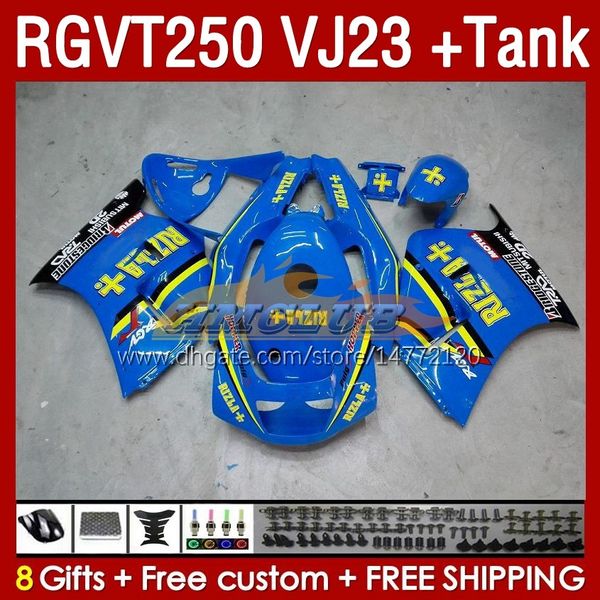 Kit de carenado Tanque para SUZUKI RGV250 SAPC VJ23 RGVT250 RGV-250CC 97 98 Carrocería 161No.26 RGVT-250 RGV-250 Panel RGVT RGV 250 CC 250CC 1997 1998 ABS Carenado RIZLA azul