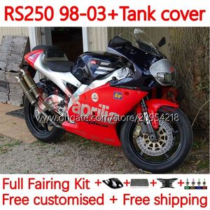 Carenados + cubierta de tanque para Aprilia RSV250RR RS-250 RSV250 RS RSV 250 RSV-250 98-03 159No.9 RS250 RR 1998 1999 2000 2001 2002 2003 RS250R 98 99 00 01 02 03 Bodys venta rojo