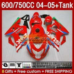 Koningentank voor Suzuki GSXR-600 GSXR750 GSXR600 GSX-R600 04-05 Body 153No.123 GSXR 750cc 600 750 CC GSXR-750 K4 2004 2004 2005 600cc 04 05 OEM Injectie Rode Stock BLK BLK BLK BLK BLK