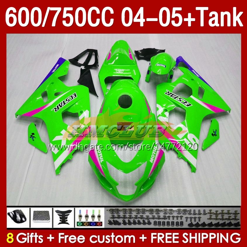 Fairings & Tank For SUZUKI GSXR-600 GSXR750 GSXR600 GSX-R600 04-05 Body 153No.124 GSXR 750CC 600 750 CC GSXR-750 K4 2004 2005 600CC 04 05 OEM Injection Fairing green stock