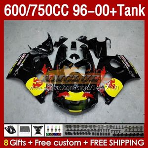 Fairings  Tank For SUZUKI SRAD GSXR 600 750 CC GSXR600 96 97 98 99 00 Body 156No.26 GSXR750 600CC GSXR-600 1996 1997 1998 1999 2000 GSX-R750 750CC 96-00 Fairing yellow black