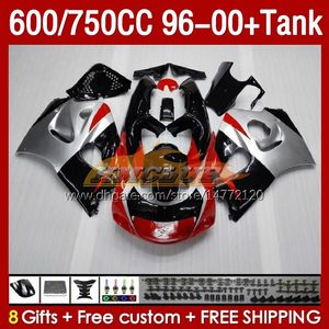 Koningentank voor Suzuki Srad GSXR 600 750 cc 600cc 750cc 96-00 Body 156No.20 GSXR750 GSXR-600 GSXR600 96 97 98 99 00 GSX-R750 1995 1996 1997 1998 1998 1998 1998 1998 1999 2000 Rood zilverdaad