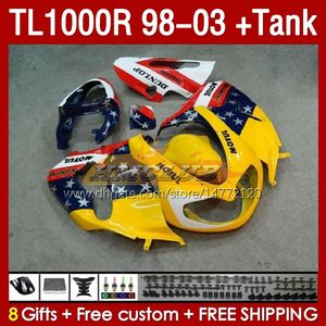 Koningentank voor Suzuki Srad TL-1000 TL 1000 R 1000R 98-03 Bodywerk 162No.30 Yellow Factory TL1000 R TL1000R 98 99 00 01 02 03 TL-1000R 1998 1999 2000 2000 2001 2002 2003 Beurs