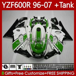 Carénages + Réservoir Pour YAMAHA YZF600R Thundercat YZF 600R 600 R 96 97 98 99 00 01 02 Blanc vert 07 Corps 86No.120 YZF-600R 1996 2003 2004 2005 2006 2007 YZF600-R 96-07 Carrosserie