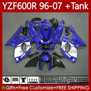 Carenados + tanque para YAMAHA YZF600R Blanco azul Thundercat YZF 600R 600 R 96 97 98 99 00 01 02 07 Cuerpo 86No.104 YZF-600R 1996 2003 2004 2005 2006 2007 YZF600-R 96-07 Carrocería