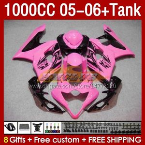 Kairingen Tank OEM voor Suzuki GSX-R1000 GSXR 1000 CC K5 GSXR1000 2005 2006 Body 157No.71 GSXR-1000 GSX R1000 2005-2006 1000cc 05 06 Spuitvormige schimmel Kustig roze Pink