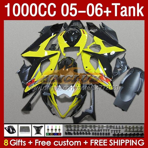 Tanque de carenados OEM para SUZUKI GSX-R1000 GSXR 1000 CC K5 GSXR1000 2005 2006 Cuerpo 157No.81 GSXR-1000 GSX R1000 2005-2006 1000CC 05 06 Molde de inyección Carenado stock amarillo