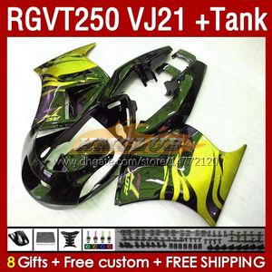 Koningen tank OEM voor Suzuki RGVT RGV 250CC 250 CC 1988-1989 BODYS 159NO.182 RGV250 VJ21 SAPC RGVT250 RGV-250 88 89 RGVT-250 RGV-250CC 1988 1989 ABS GOUDEN VLAMS