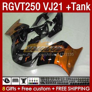 Carénages de réservoir OEM pour SUZUKI RGVT RGV 250CC 250 CC 1988-1989 Bodys 159No.174 RGV250 VJ21 SAPC RGVT250 RGV-250 88 89 RGVT-250 RGV-250CC 1988 1989 Carénage ABS flammes orange