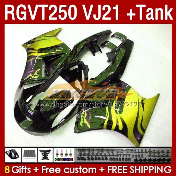 Carénages Réservoir OEM Pour SUZUKI RGVT RGV 250CC 250 CC 1988-1989 Carrosseries 159No.182 RGV250 VJ21 SAPC RGVT250 RGV-250 88 89 RGVT-250 RGV-250CC 1988 1989 Carénage ABS flammes dorées