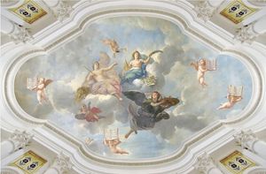 Papel tapiz de murales 3d con pintura al óleo de techo hermoso cielo de hadas y ángeles para sala de estar