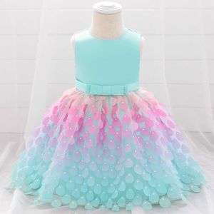 Fairy Baby Meisjes Bloemblaadjes A-lijn Party Gown 1st Verjaardag Jurk Mooie Prinses Vestido Kleding 0-24Months 210529