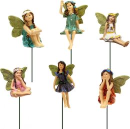 Fairy Garden Accessoires Buiten Binnen, 6 stuks Miniatuur Feeën Beeldjes voor Potplanten en Mini Tuin Gazon Decoraties LL