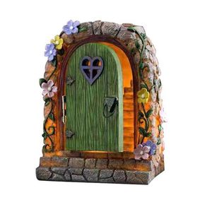 Fairy Tuin Solar Stenen Deur Hars Ornament Handgeschilderde Standbeeld Voor Tuin Binnenplaats Gazon Decoratie Bomen Bloembedden Q0811