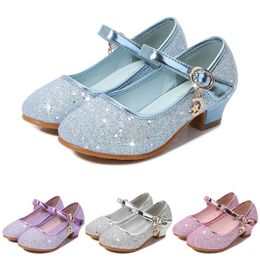 Fairy Girl High Heels Princess Shoes Halloween Cosplay Kids Shiny Sofia Aurora Rapunzel Party Haby Up Leather Shoe 240328
