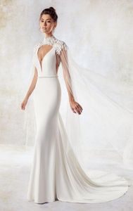 Fée longue enveloppes de mariée châles col haut dentelle tulle accessoires de mariage capes mariées boléros pour robes de mariée soirée nuptiale G3171884