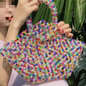 Sac à main en forme de pêche avec perles de gelée acrylique, fait à la mode, nouveau sac à main de couleurs mélangées, 230304