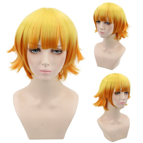 Fairy Short Blonde Wig Halloween Cosplay Straight Anime Disfraz Unisex para Mujeres