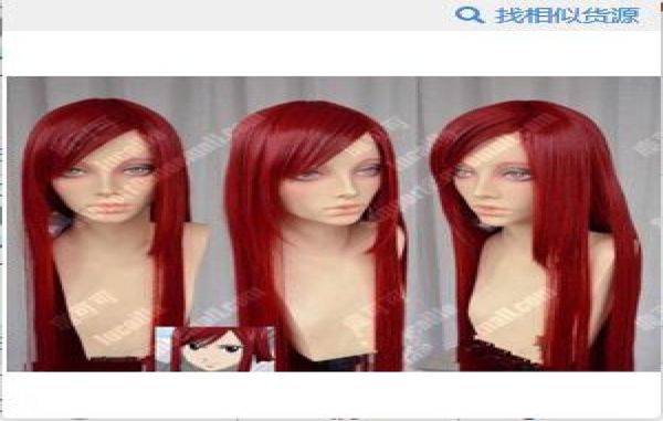Fairy Tail Erza Scarlet Rouge Foncé 100 cm Droite Cosplay Party Wig8828876
