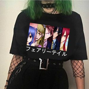 Fairy Tail Gedrukt Ronde hals T-shirts Gezellige katoenen Tops X0621