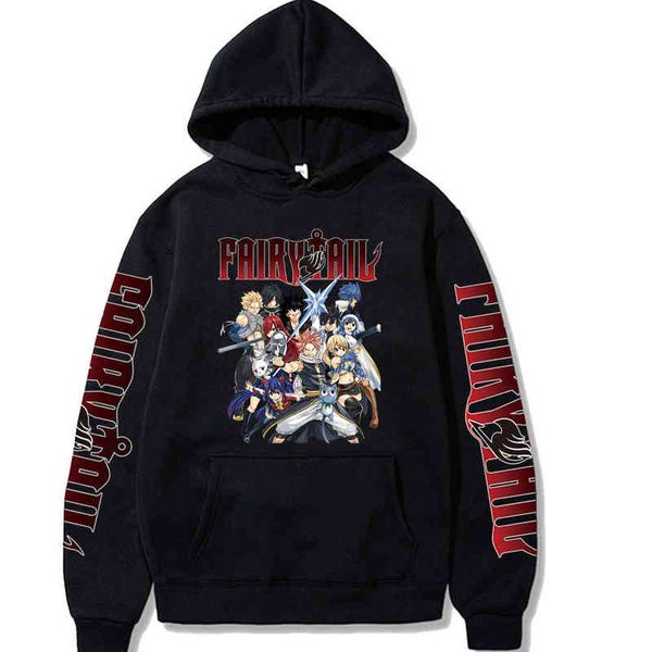 Fairy Tail Unisexe Hoodies Japonais Anime Imprimé Hommes Sweat À Capuche Streetwear Casual Sweats H1227