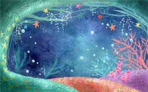 Fonds de sirène de conte de fées pour la photographie princesse fille fête d'anniversaire décors de photos bulles d'étoile de mer colorées sous la toile de fond de la mer