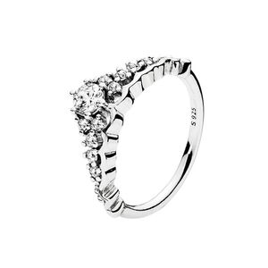 Fairy Tale Tiara Wishbone Ring Women Girls 925 Sterling Silver Wedding Sieraden met originele doos set voor Pandora CZ Diamond verlovingsgeschenken Crown Rings