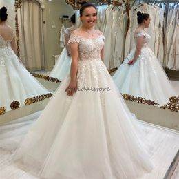 Conte de fées dentelle Boho robes de mariée 2024 épaules dénudées Appliques pays robe de mariée une ligne Corset Tulle bohème Robe de mariée Robe De Mariage Vestios De Novias