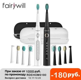 Fairywill FW-507 brosse à dents électrique 5 Modes chargeur USB brosses à dents minuterie de remplacement brosse à dents 8 têtes de brosse 24411909787