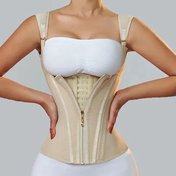 Fajas colombien ceinture extrême gilet édition platine boutonné zippé haut corset taille formateur double contrôle de compression 231220