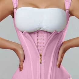 Fajas Colombianen gordelt met rij gesp en ritsjipper postpartum corset taille trainer body shaper voor vrouwen sexy vormende curve 240430