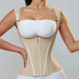 Fajas Colombianen gordelt met rij gesp en ritsjipper postpartum corset taille trainer body shaper voor vrouwen sexy vormende curve 240113