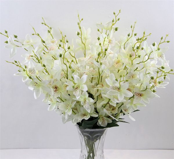 Fausses orchidées Cattleya (7 tiges/bouquet), 23.62 pouces de longueur, Simulation pour Bouquet de mariée, fleurs artificielles décoratives pour la maison