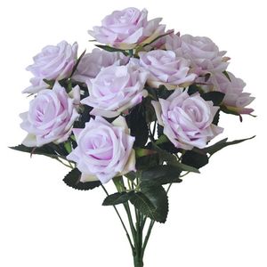 Faux bouquet de roses à friser, 12 têtes, Simulation de Roses pour mariage, vitrine de maison, fleurs artificielles décoratives