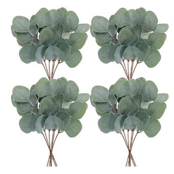 Gefälschte Eukalyptusblätter Stängel Künstliche Grünblumen für Brautstrauß Vase Blumenarrangement Home Hochzeitsdekoration GC2319
