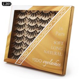 Make -up wimpers wimpers wimper wimpers in bulk dramatische rommelige faux cils 3d mink lash dikke piekerige zachte cosmetische 16 paren meng een set 5 sets per partij