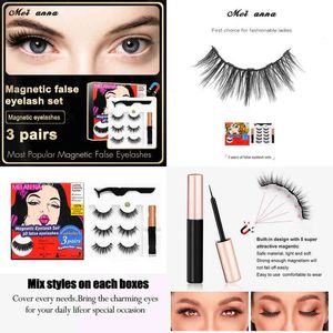 Faux cils Meianna 3 paires de cils magnétiques maquillage naturel imperméable Wispy Volum Eyeliner cils ensemble d'outils Extension 220226