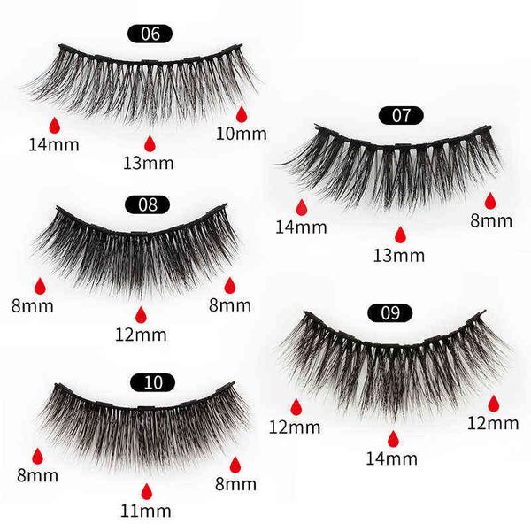 Mezcla de pestañas falsas 1/3/5/7/10 pares Maquillaje de ojos Pestañas magnéticas Pestañas postizas magnéticas Liqiud Eyeliner Beauty Kit Mink Eyelash Wholesale 220226