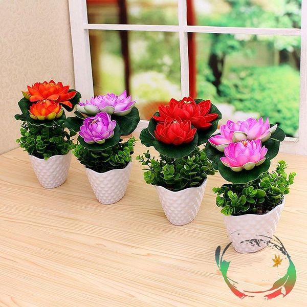 Fausse simulation de fleur Pu Lotus pour Bouddha Supplies Buds Small Potted Decorative Flower Bonsai Ornements