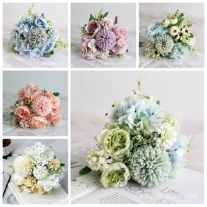 Faux Fleurs Rose Bouquet De Mariage Real Touch Matériel Fleur Artificielle Maison De Mariage Décoration Photographie Props 31 cm 15 Conceptions BT207