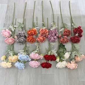 Flores falsas Vintage peonía artificial ramo de flores de seda Oficina hogar Hotel decoración para fiesta de boda