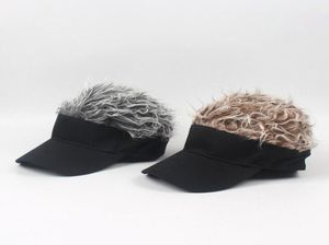 Fake Hair Wig Design Caps Men039s Women039s Toupee Funny Hair Baseball Visor Sun Visor Hats Unisexe Cool Gifts LJJK11953016611
