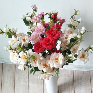 Roses artificielles à tige longue (7 têtes/pièce), 35.43 pouces de longueur, Simulation de Roses chinoises de printemps pour mariage, fleurs artificielles décoratives pour la maison